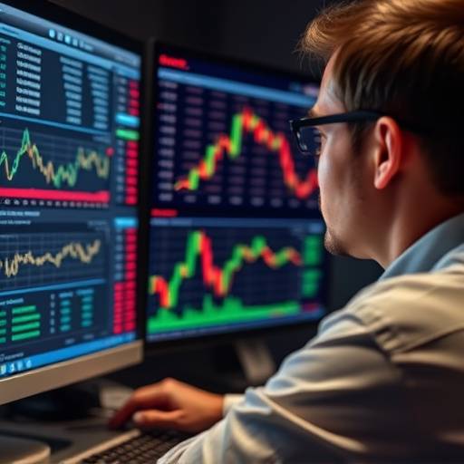 A person reviewing financial data on a computer screen, with charts and graphs displayed